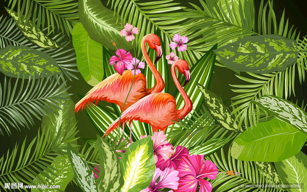 手绘高清热带植物背景