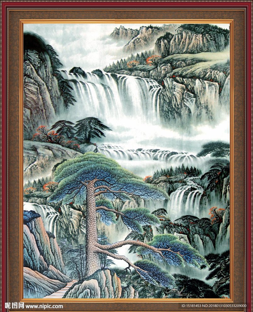 迎客松国画