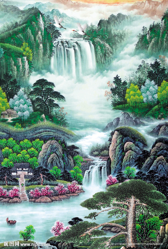 山水国画玄关