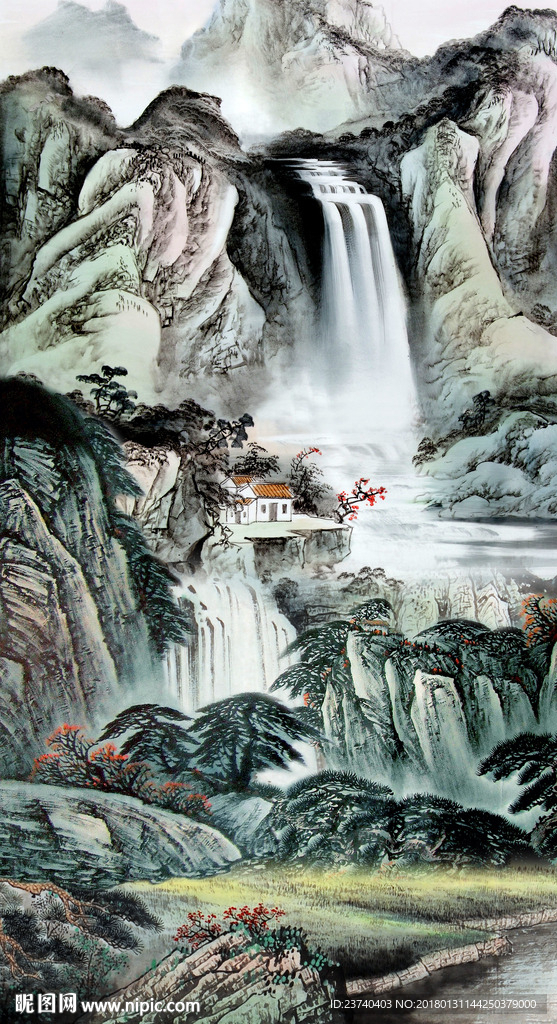 山水国画玄关