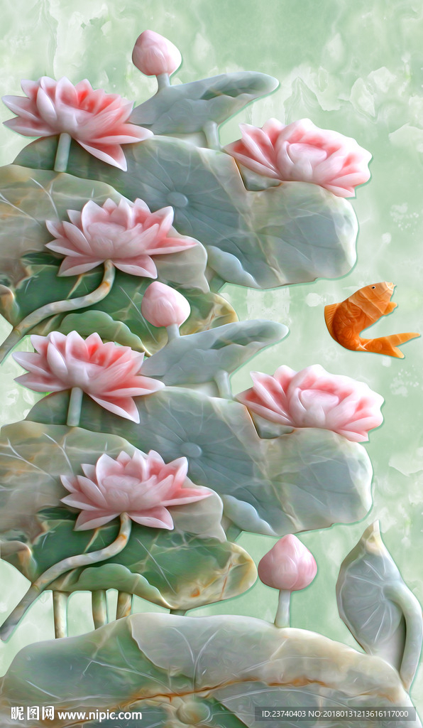 荷花玄关背景墙