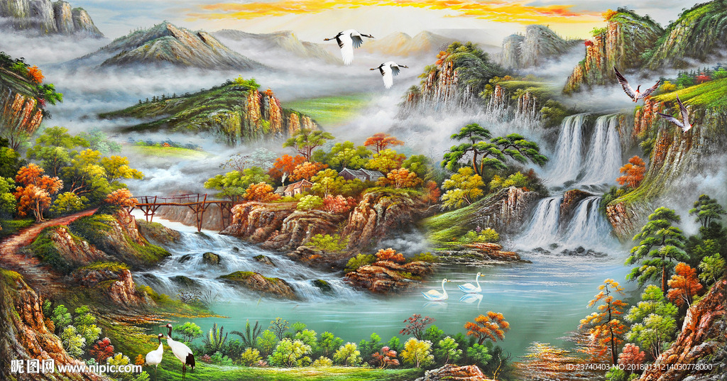 山水油画风景