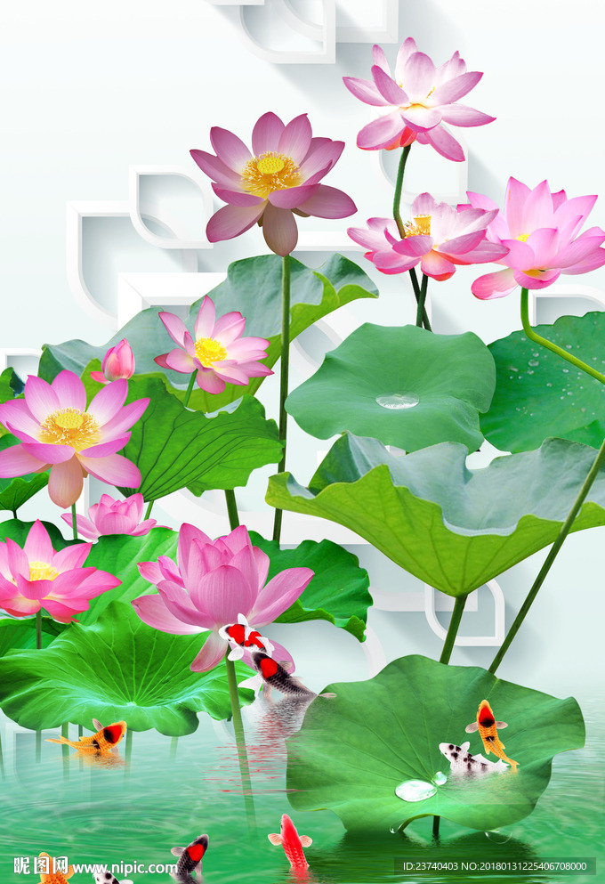 荷花玄关背景墙