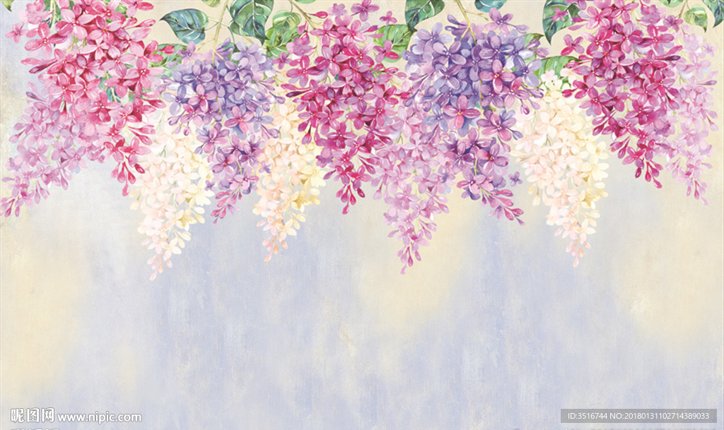 田园紫藤萝背景墙