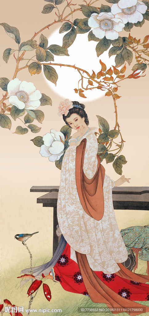 花好月圆仕女图