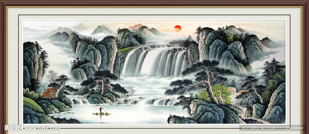 流水生财风水画