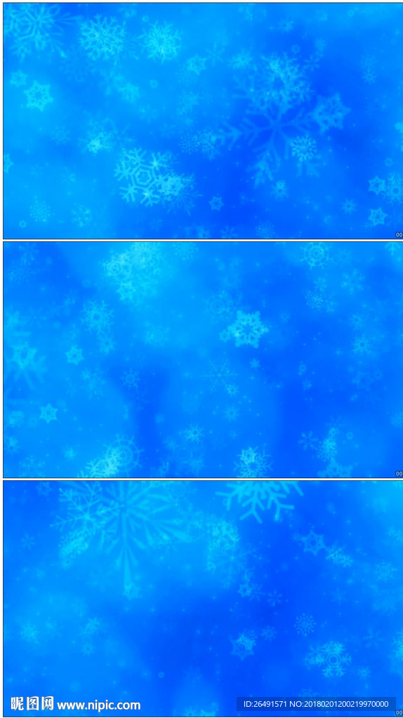 唯美浪漫雪花飘落蓝色背景视频