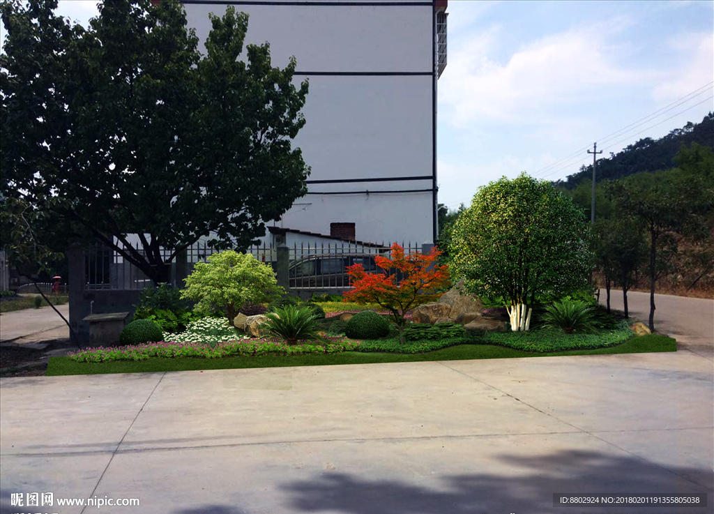 大门入口绿地景观效果图一