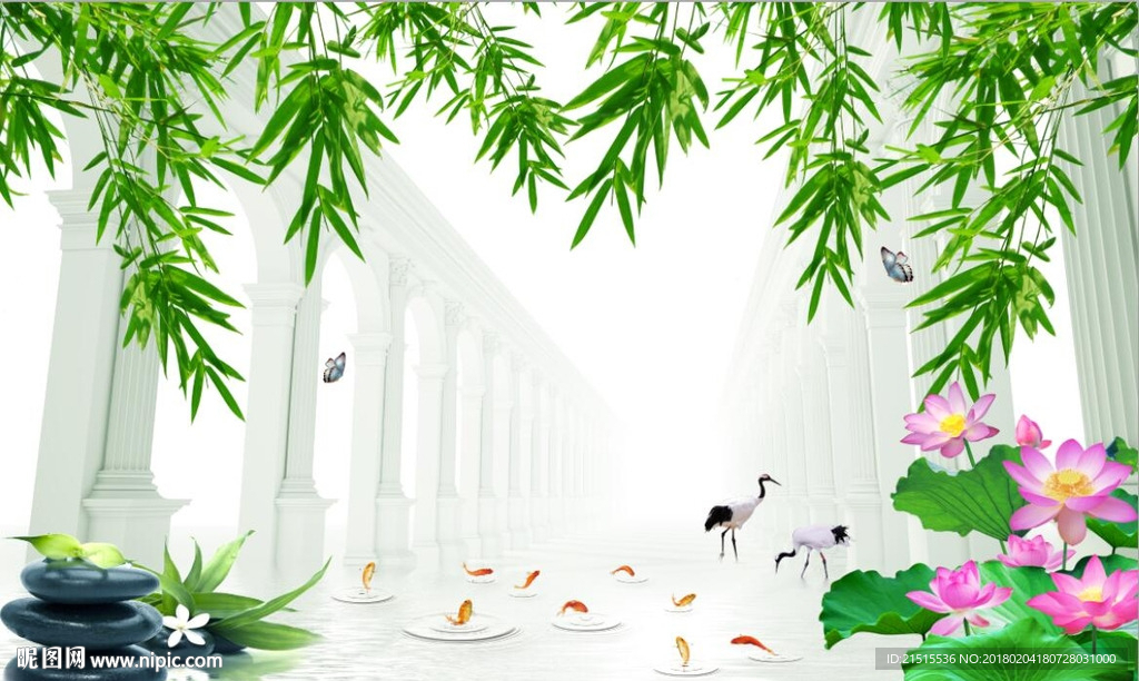 3D空间竹子风景图