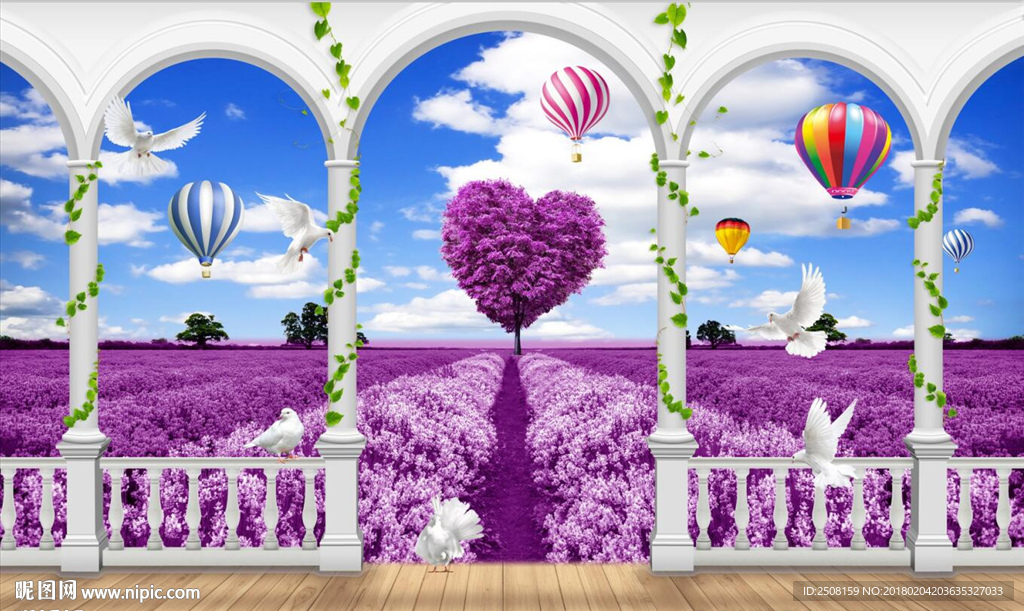 欧式柱子 薰衣草