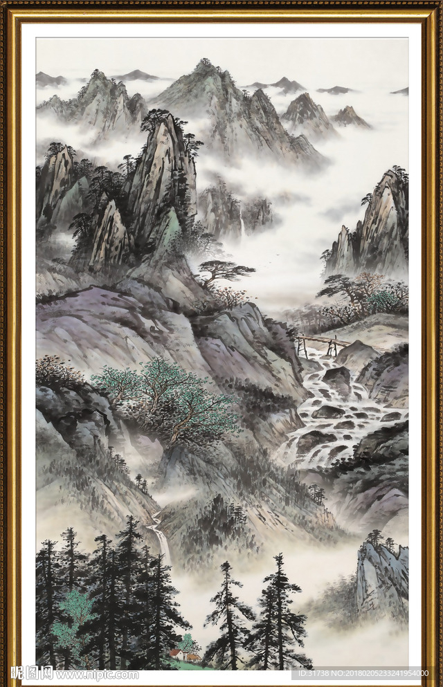 竖幅山水画