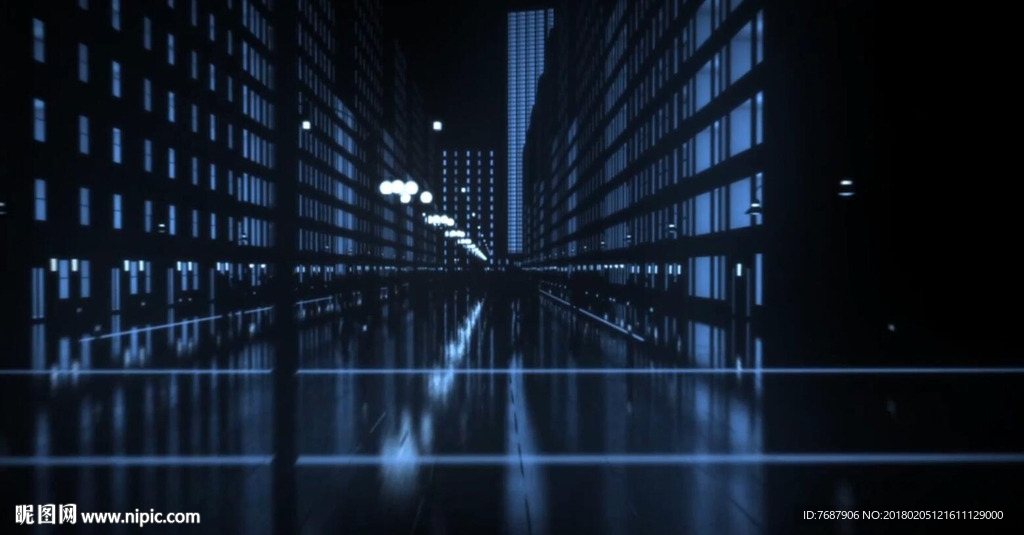 3D动感灯光夜景城市
