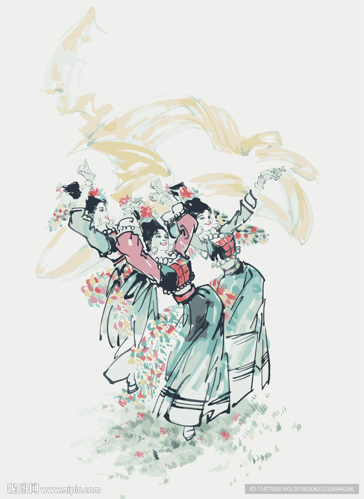 56民族-阿昌族 矢量图