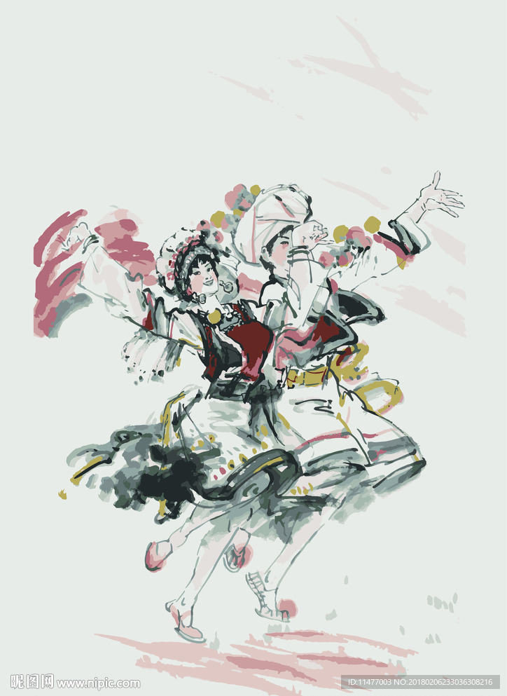 56民族-白族 矢量图