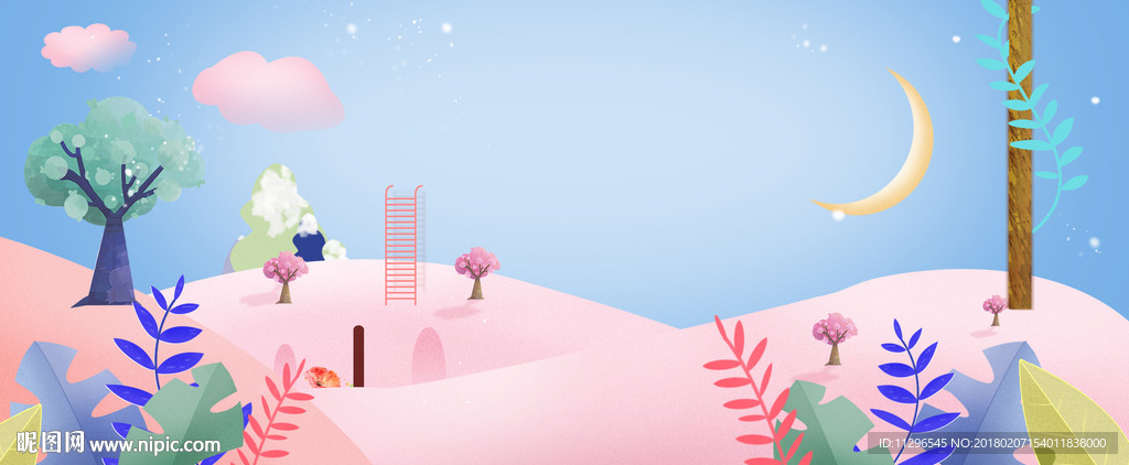 春季美妆粉蓝色电商海报背景