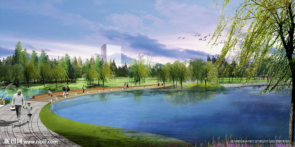 小区水池效果图