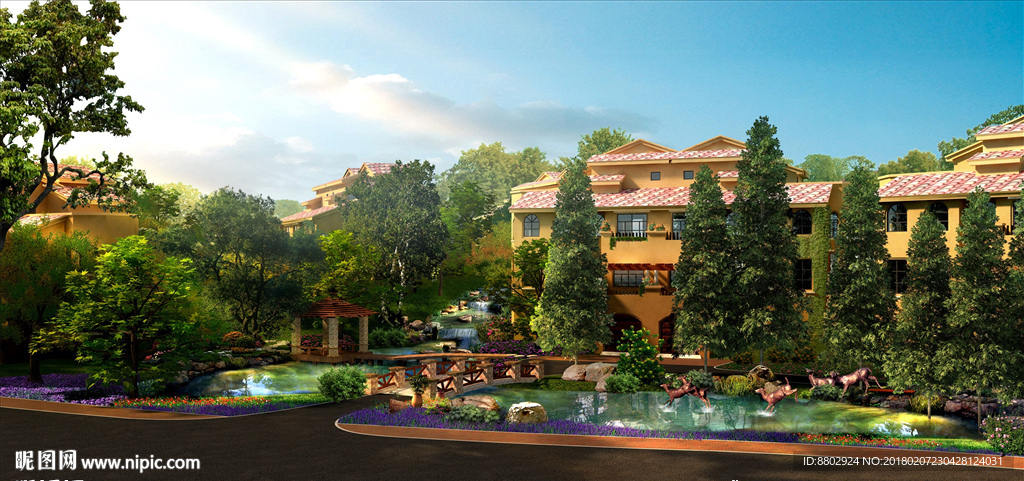 联排别墅景观效果图