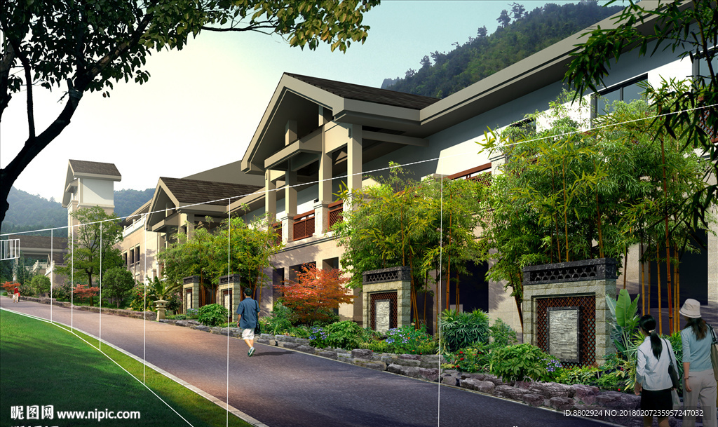 中式乡村别墅效果图