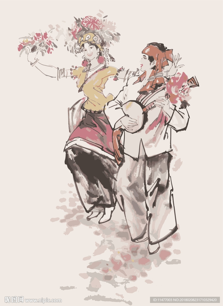 56民族-布朗族 矢量图