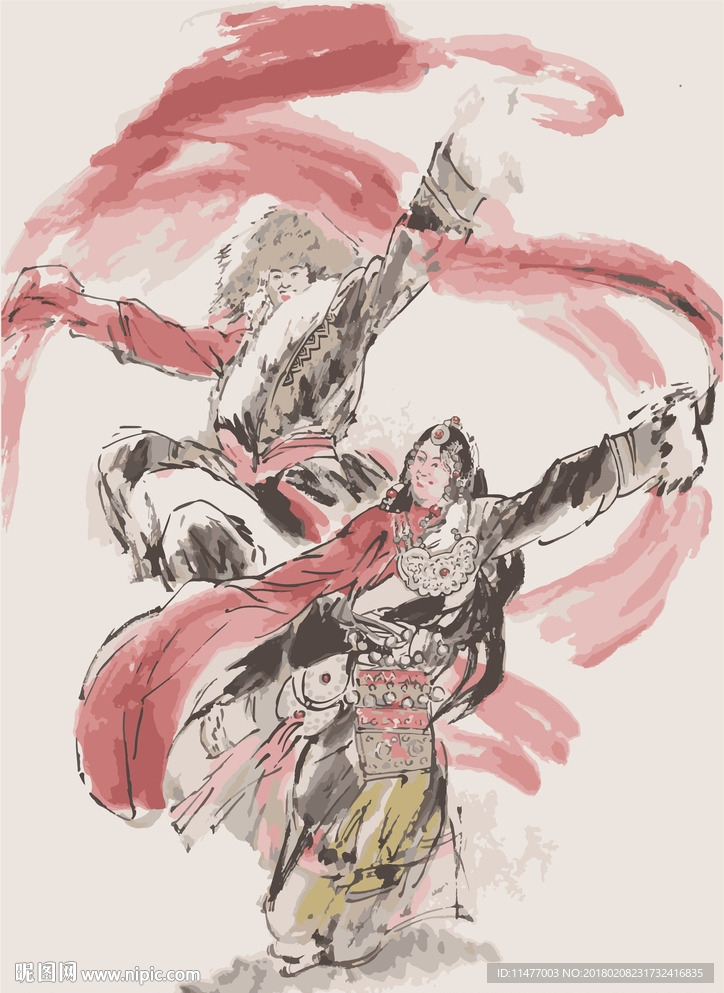 56民族-藏族 矢量图