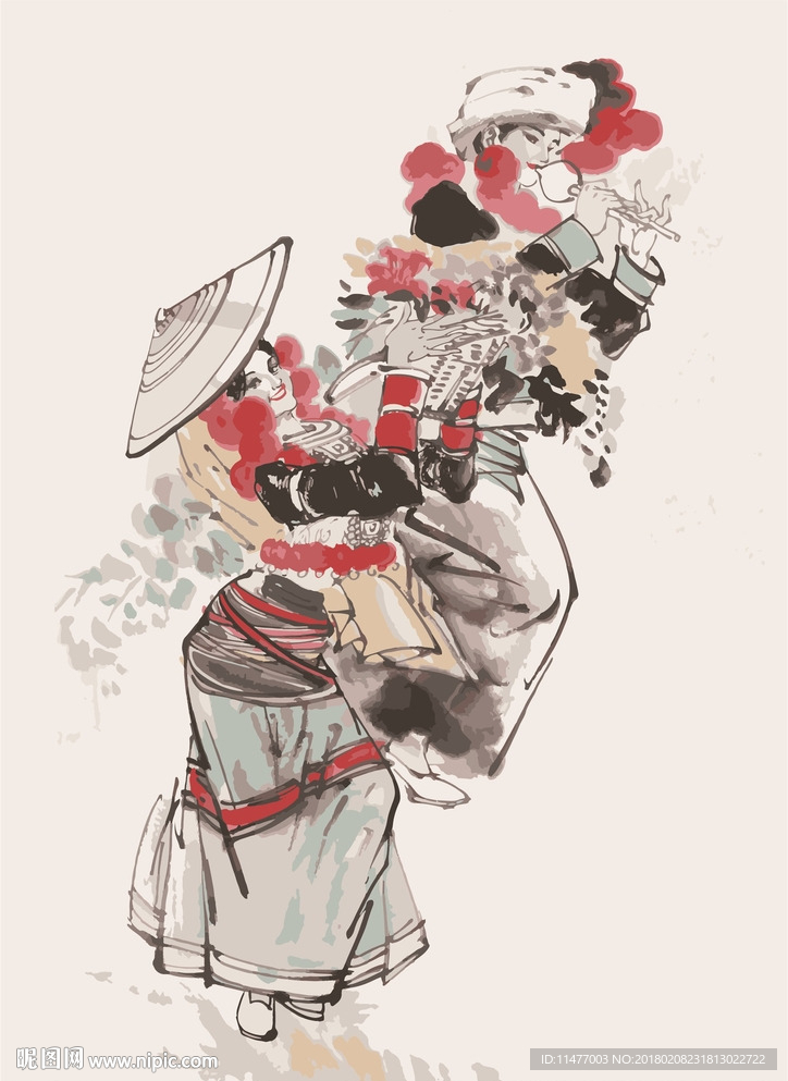 56民族-德昂族 矢量图