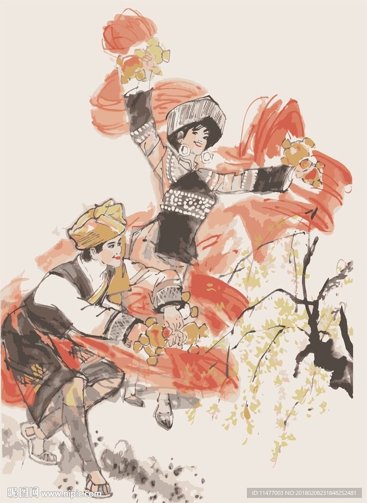 56民族-土家族 矢量图