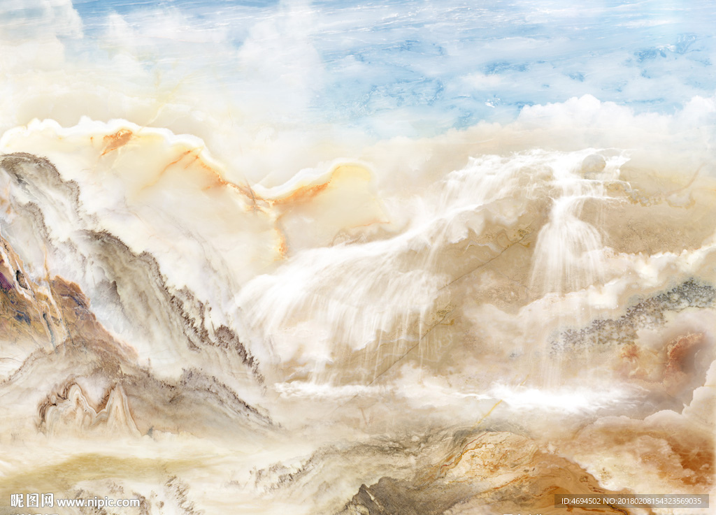 高清山水大理石石材石纹山水迎福