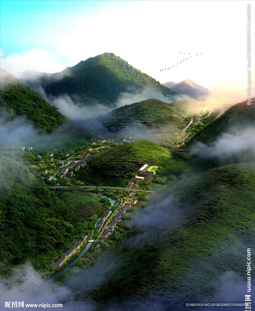 旅游村鸟瞰效果图