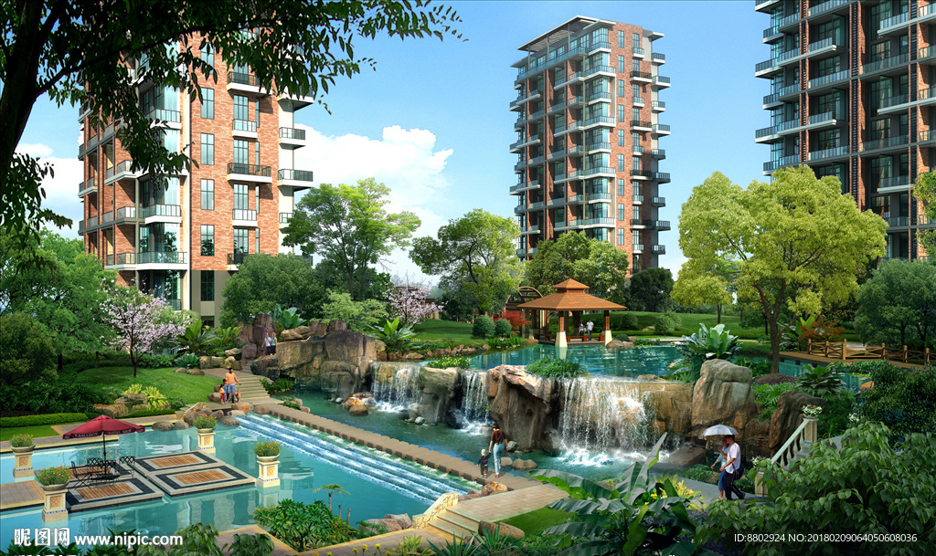 小区水景效果图