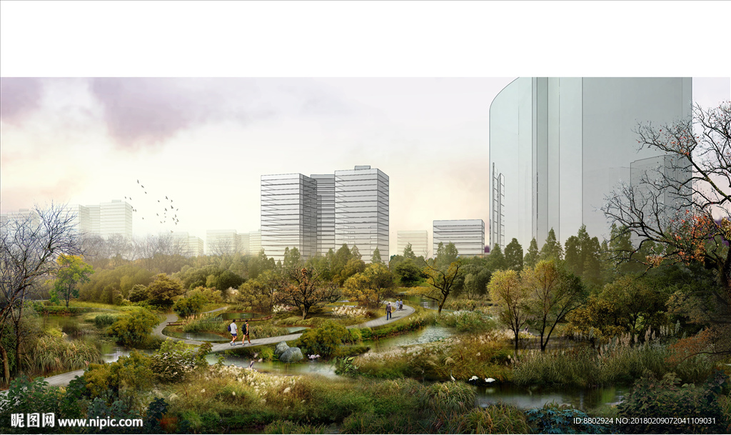 城市湿地效果图