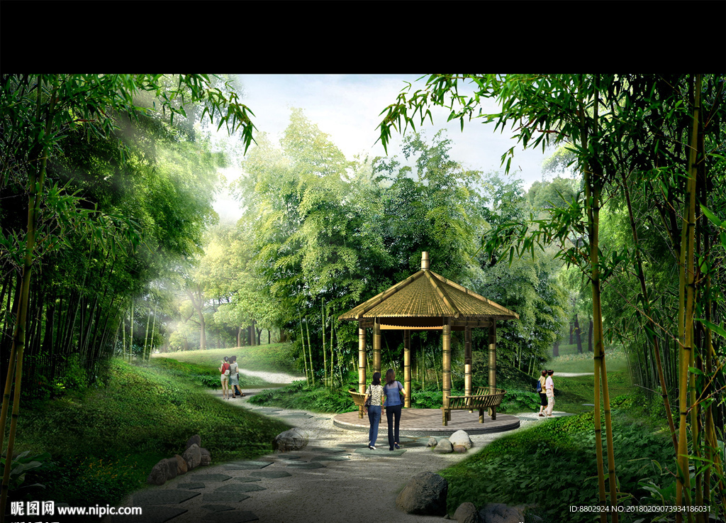 竹林竹亭效果图