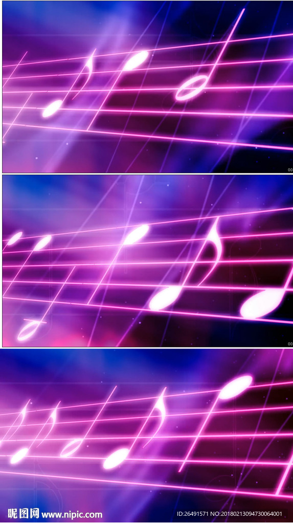紫色音符飘动音乐背景包装素材