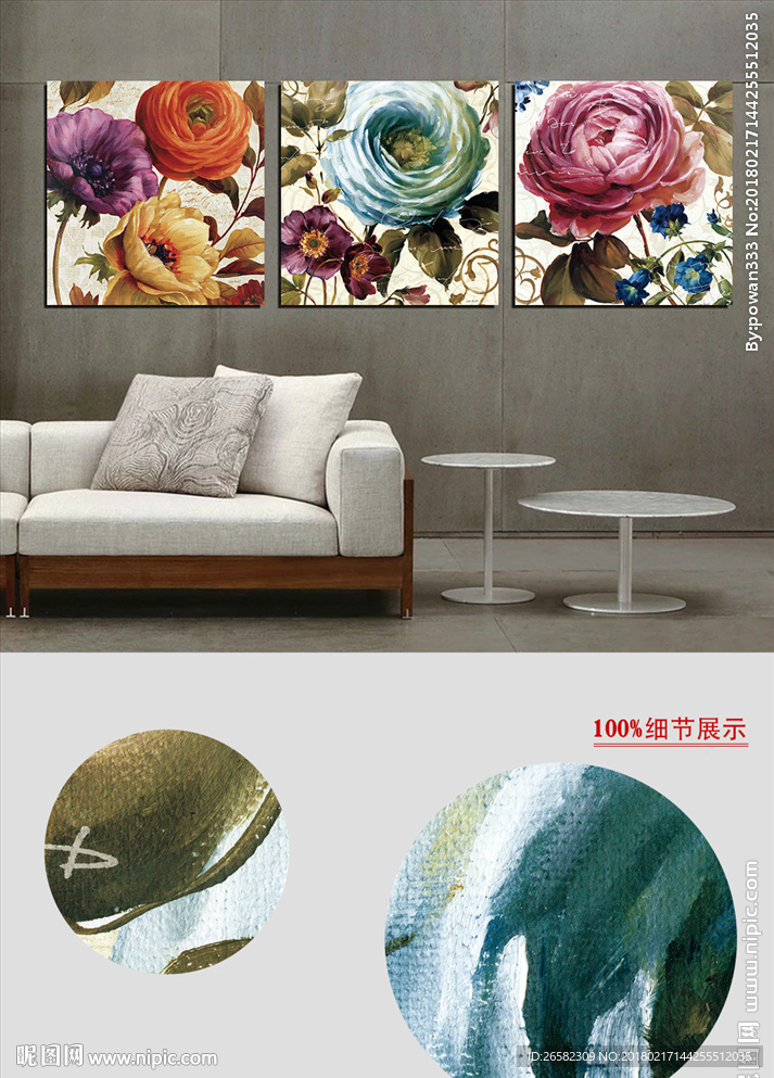 欧式复古手绘花卉水彩装饰画