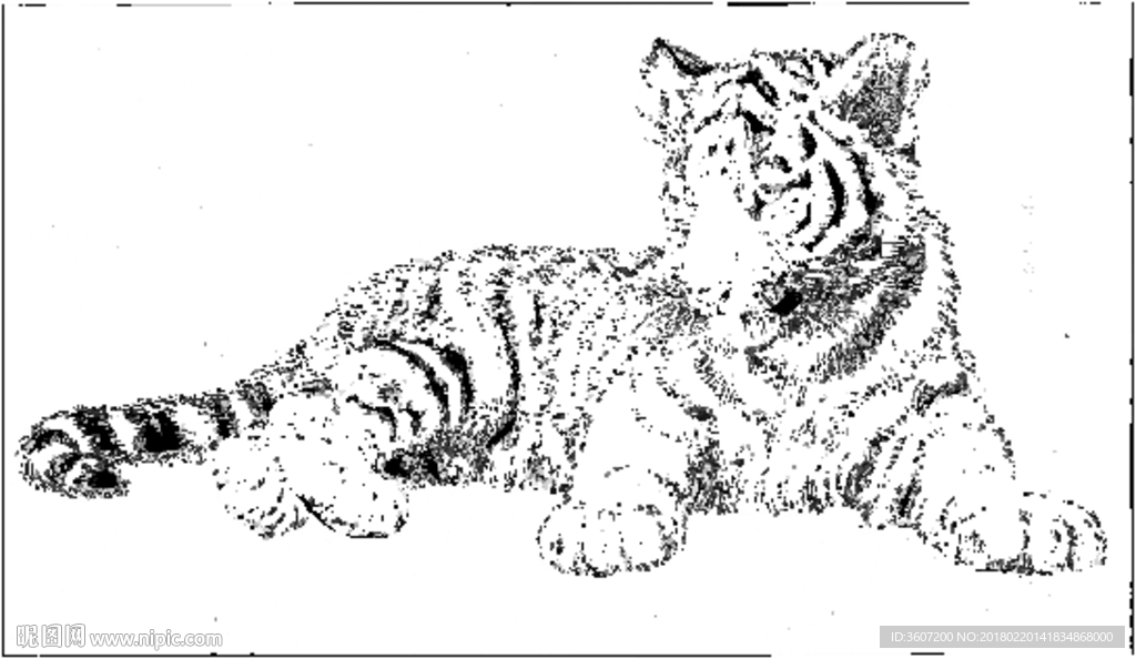 老虎 素描 白描 线描 国画