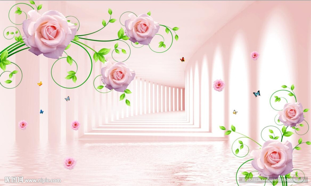 3D空间玫瑰花朵