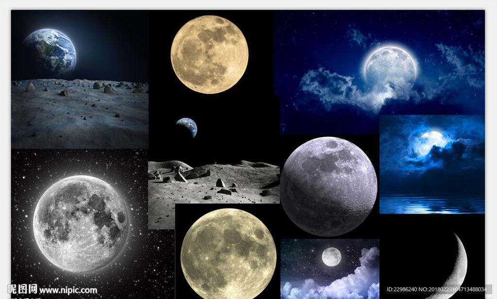 唯美月亮现代简约背景墙壁画壁纸