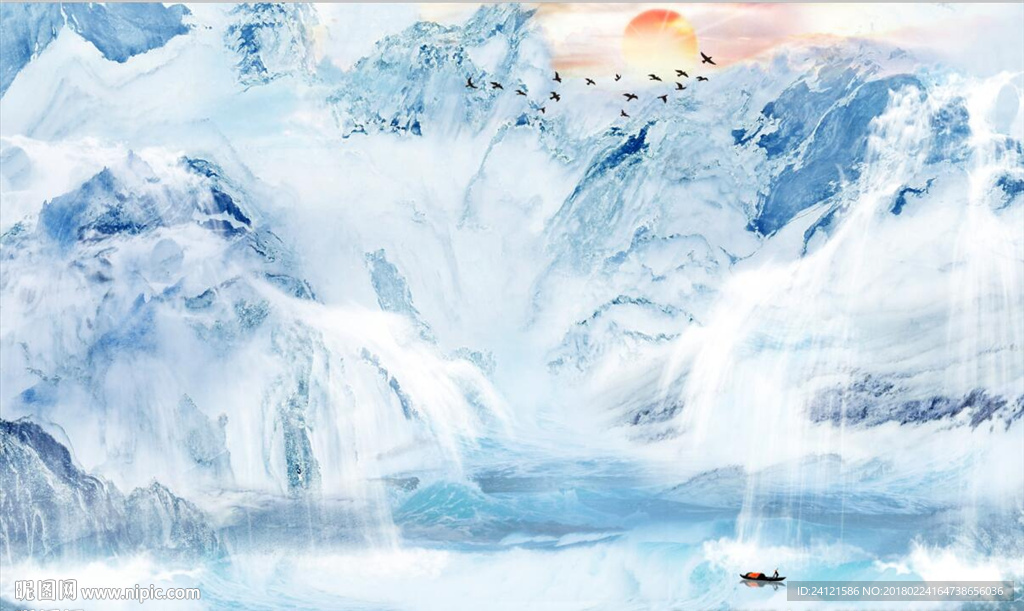 高清石纹大理石纹大气山水背景墙