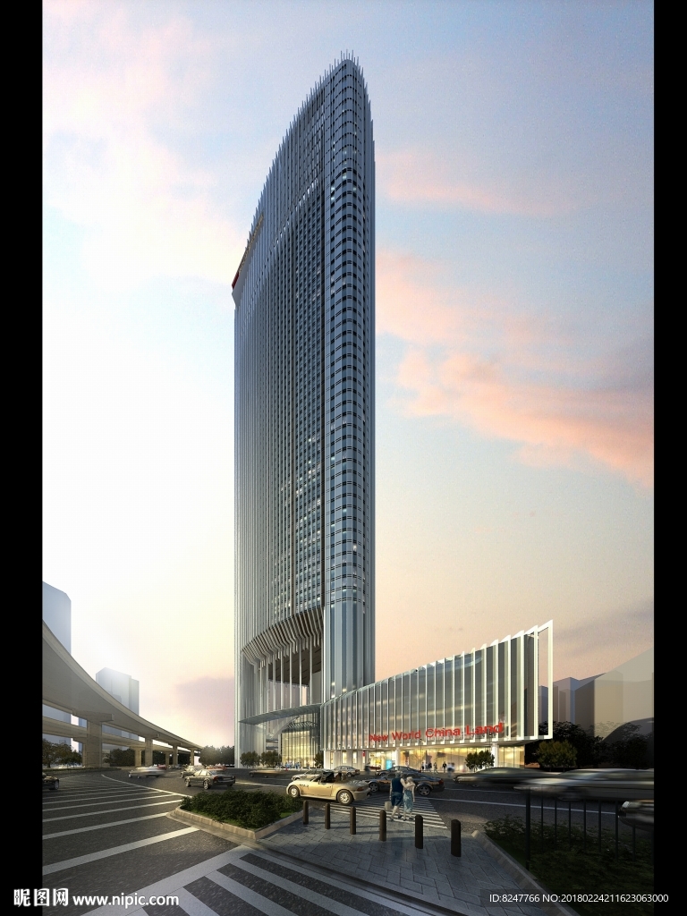 高层商务中心建筑效果图