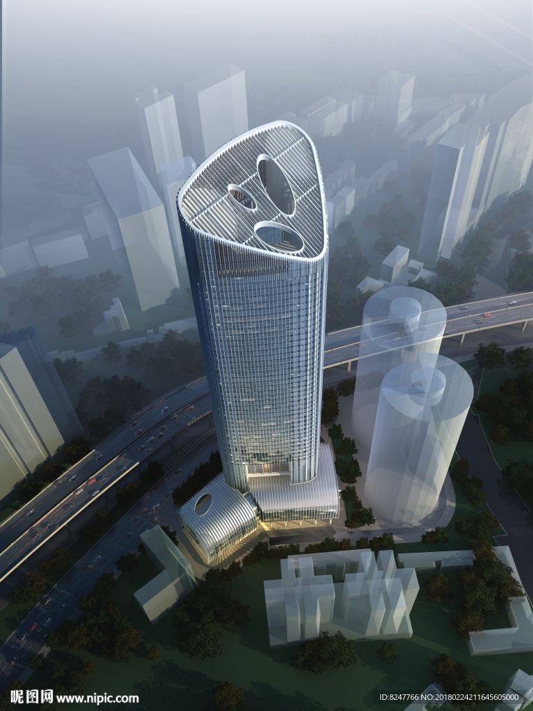 商务中心鸟瞰建筑效果图