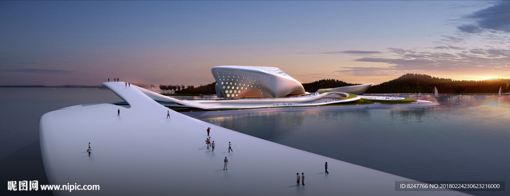 现代多媒体智能大厦建筑效果图