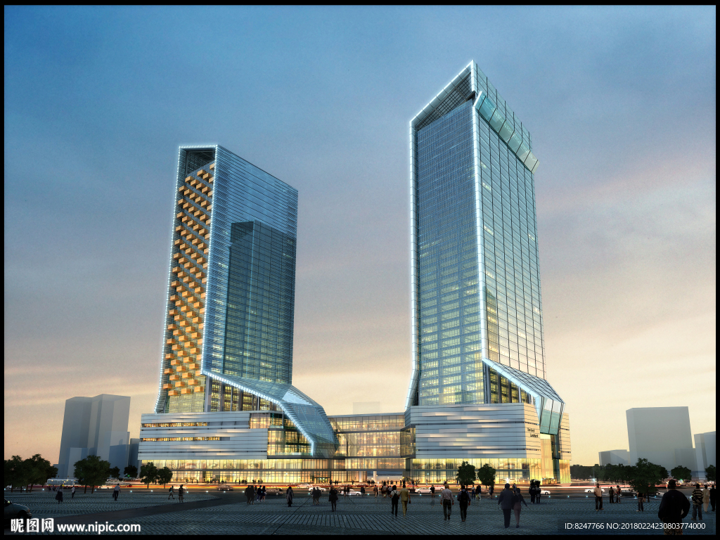 高层CBD中心圈建筑效果图