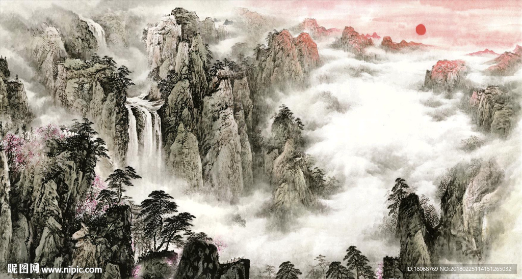 长江三峡风景画工装装饰画超大