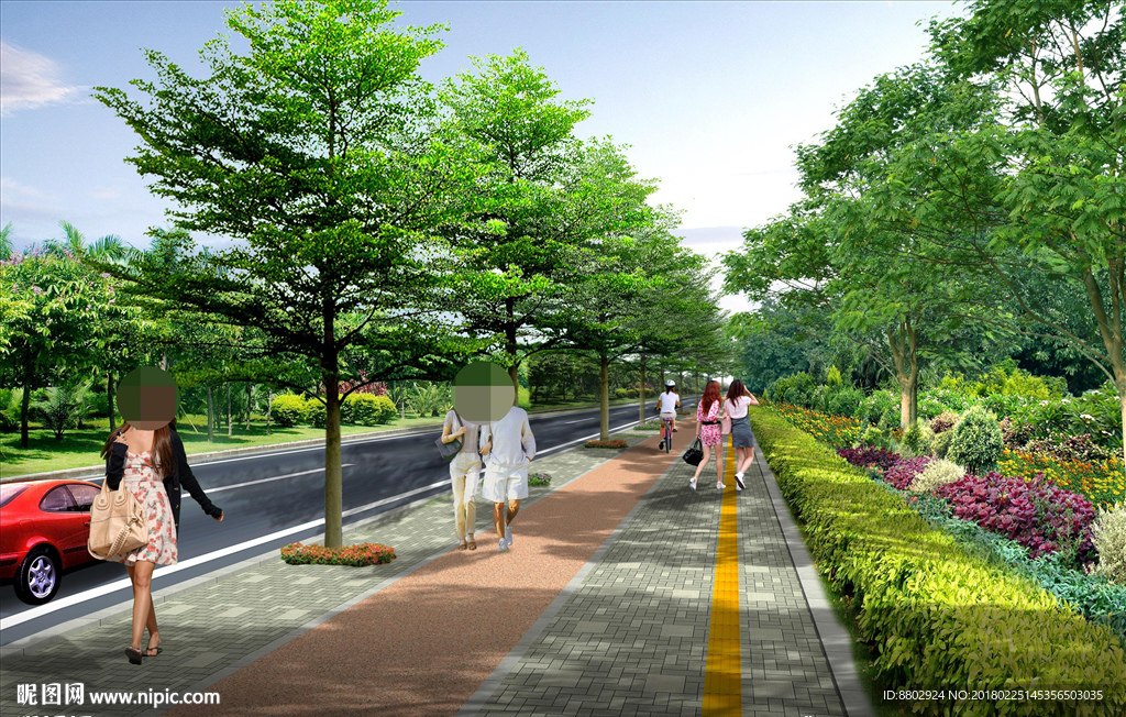 道路一侧景观效果图