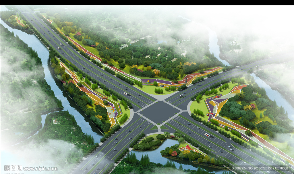 马路鸟瞰效果图