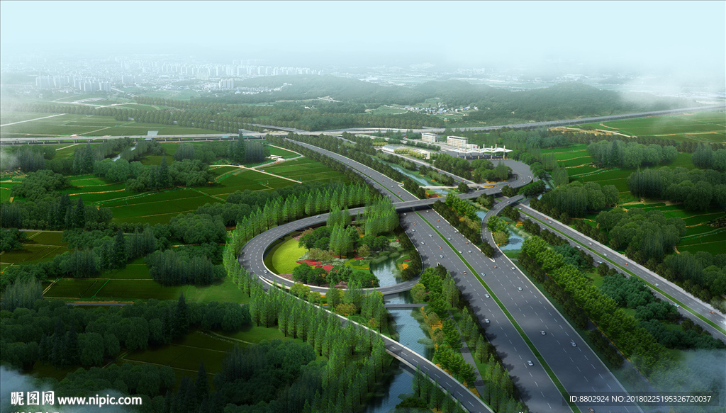 立交桥鸟瞰效果图