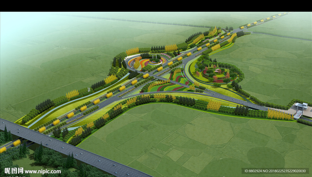 高速鸟瞰效果图