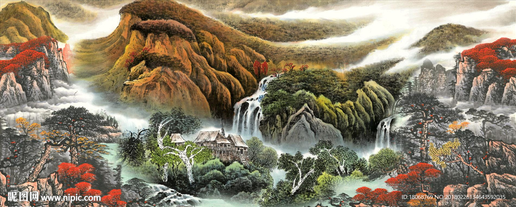 万紫千红江山如画聚宝盆风景画