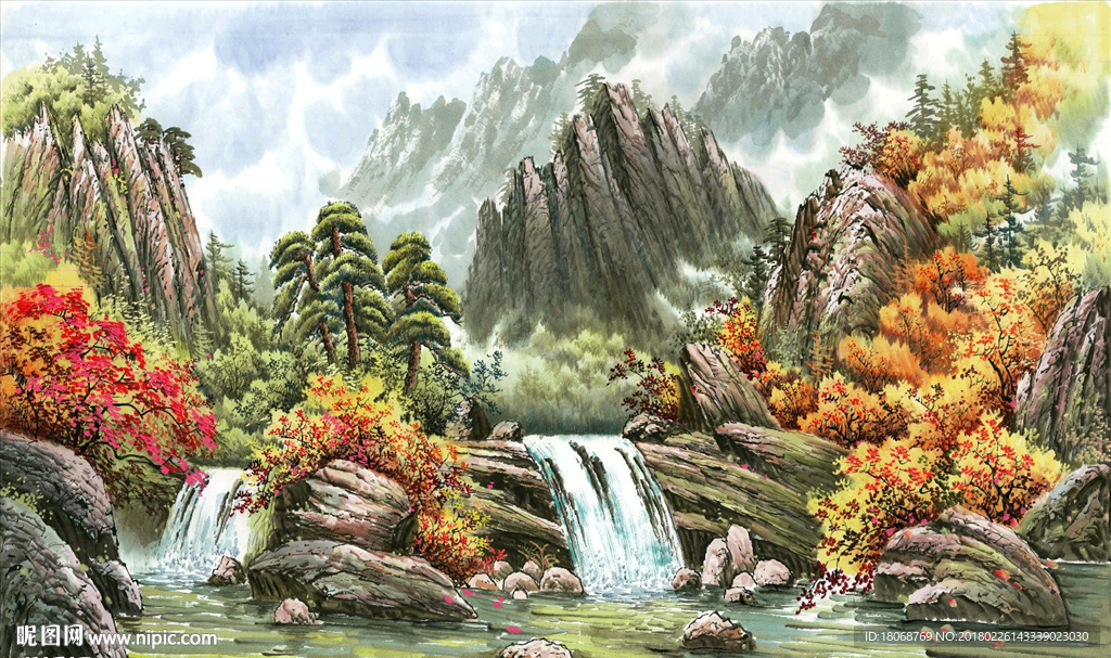 聚宝盆风水画装饰画高清图片