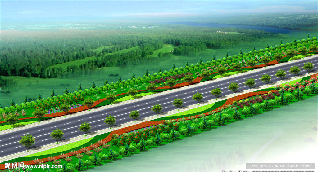 道路绿化效果图