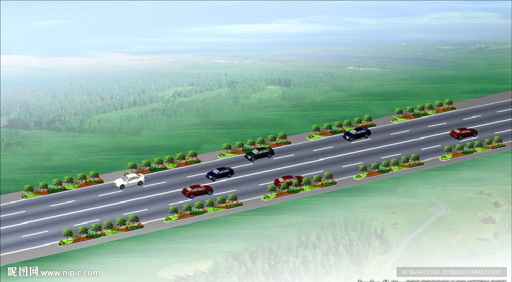 道路绿化效果图